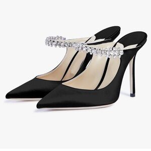 JANSEVEN Mules Flats For Women Closed Toe Flat Sandals With Rhinestone size 6.5